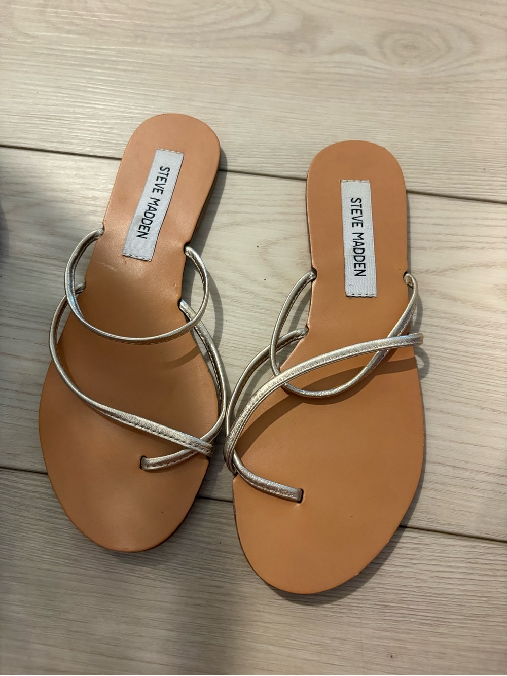 Steve Madden Metallic Gold Strappy Flat Sandals